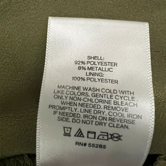 NWT Express Maxi Dress Olive Green Metallic Cutout Ruched Front Women's Size XL - Picture 9 of 16